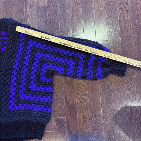 Black, Purple Blue Crochet Cardigan. Handmade. - Picture 5 of 8